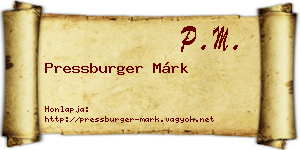 Pressburger Márk névjegykártya
